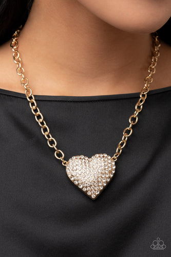 Paparazzi Jewelry Necklace Heartbreakingly Blingy Gold