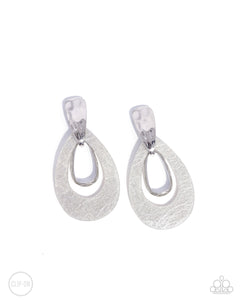 Paparazzi Jewelry Earrings Tattered Teardrop - Silver