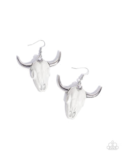 Paparazzi Jewelry Earrings Southwestern Skull - White