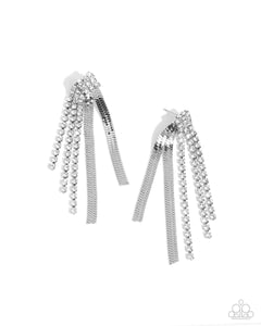 Paparazzi Jewelry Earrings Dramatic Downpour - White