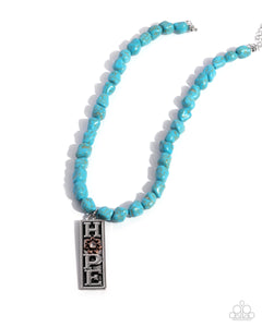 Paparazzi Jewlery Necklace Hopeful Headline - Blue