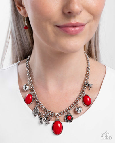 Paparazzi Jewelry Necklace Garden Center - Red