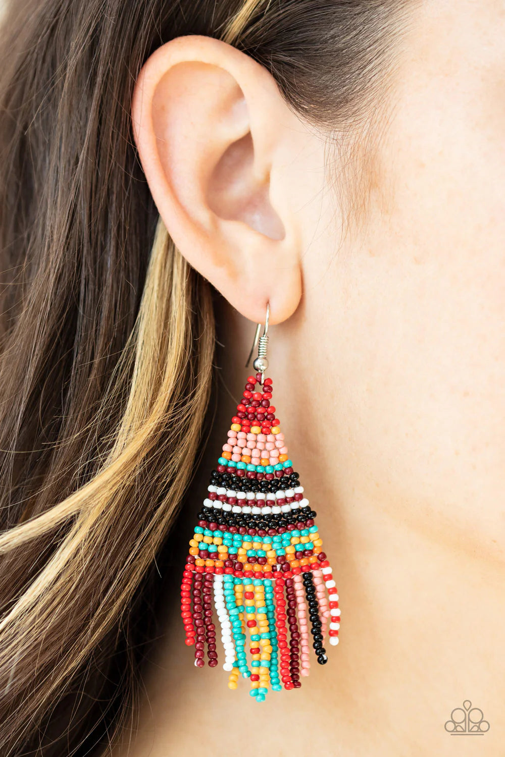 Paparazzi Jewelry Earrings Beaded Bohemian- Red