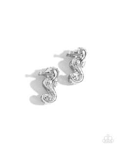 Paparazzi Jewelry Earrings Sea Horse Statement - Silver