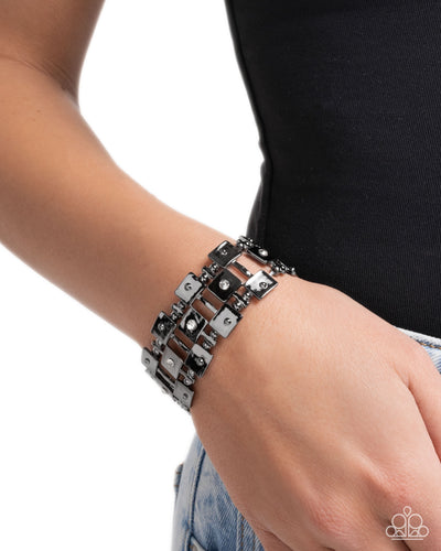 Paparazzi Jewelry Bracelet Puzzling Persistence - Black
