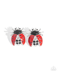 Paparazzi Jewelry Earrings Lavish Ladybug - Red