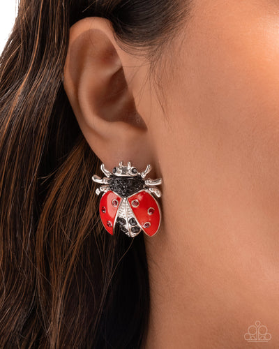 Paparazzi Jewelry Earrings Lavish Ladybug - Red