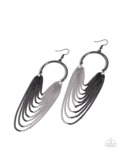 Paparazzi Jewelry Earrings Focused Fringe - Black