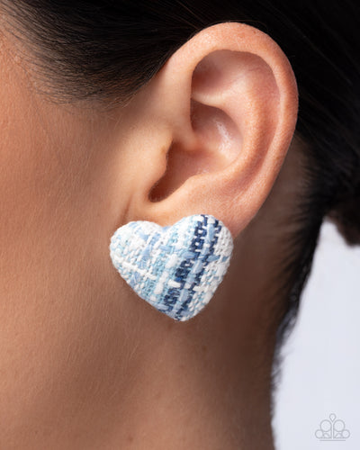 Paparazzi Jewelry Earrings Sweetheart Stitching - Blue