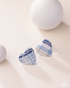 Paparazzi Jewelry Earrings Sweetheart Stitching - Blue