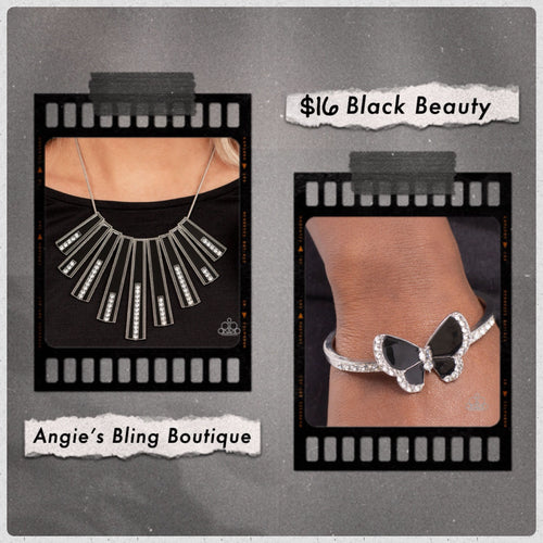 Paparazzi Jewelry Fashion Fix FAN-tastically Deco & Particularly Painted- Black 0921