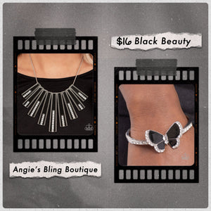 Paparazzi Jewelry Fashion Fix FAN-tastically Deco & Particularly Painted- Black 0921