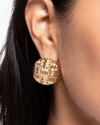Paparazzi Jewelry Earrings Woven Wisdom - Gold