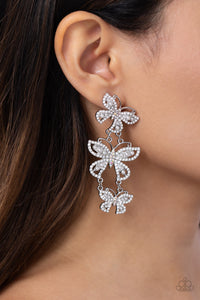 Paparazzi Jewelry Earrings Fluttering Finale - White