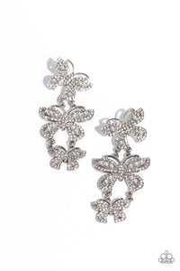 Paparazzi Jewelry Earrings Fluttering Finale - White