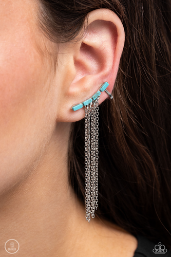 Paparazzi Jewelry Earrings Fault Line Fringe - Blue