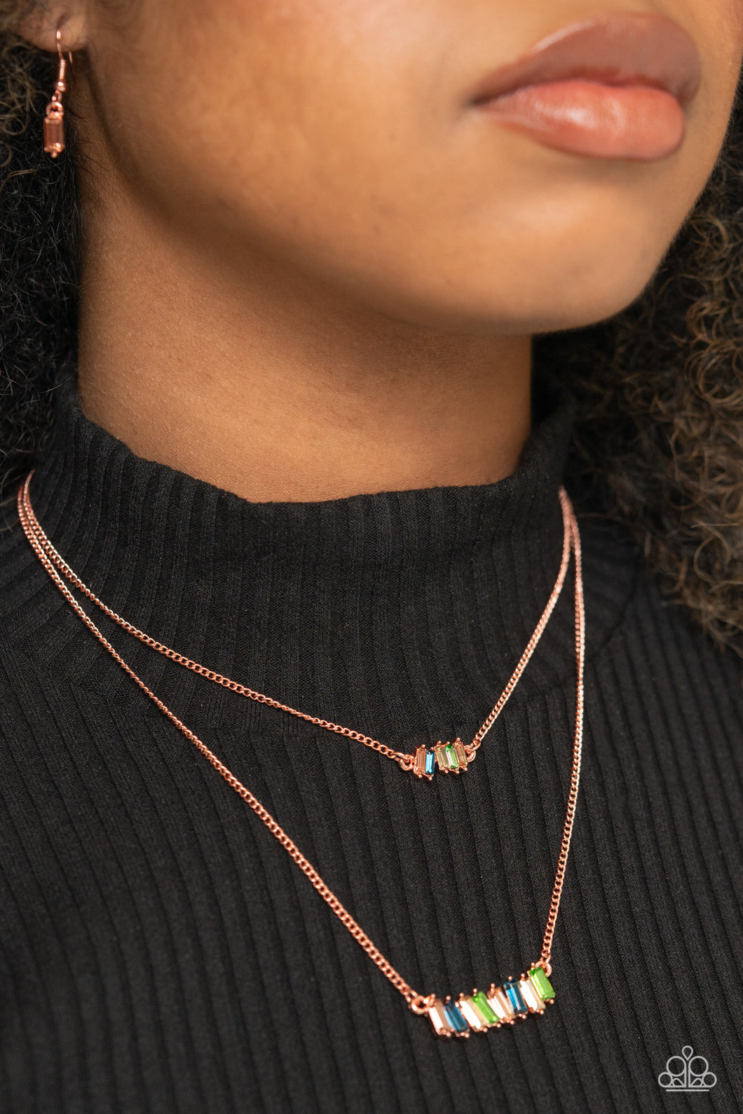 Paparazzi Jewelry Necklace/Set Easygoing Emeralds - Copper