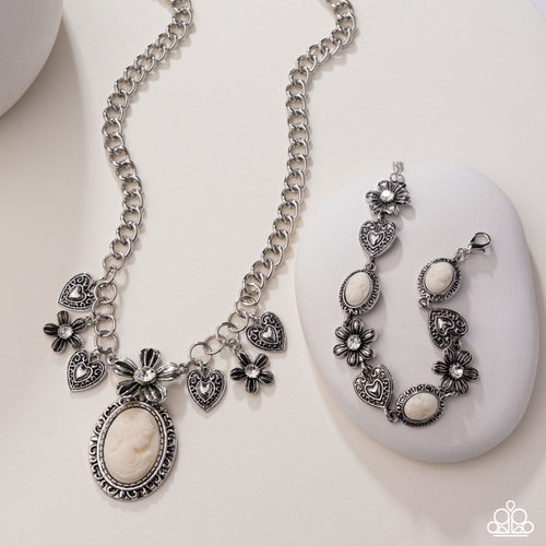 Paparazzi Jewelry Necklace Vintage Story - White