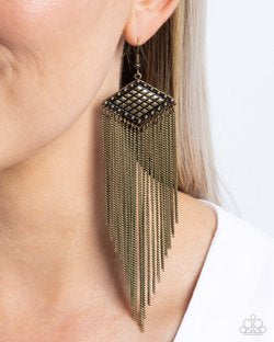 Paparazzi Jewelry Earrings Forged Fringe - Brass