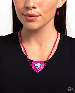 Paparazzi Jewelry Necklace Lockett Leisure & Ring Pampered Pattern - Pink