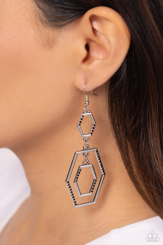 Paparazzi Jewelry Earrings Geometric Maven - Black