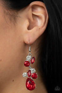 Paparazzi Jewelry Earrings Rhinestone Reveler - Red