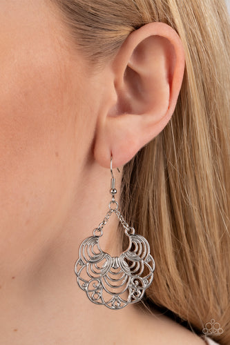 Paparazzi Jewelry Earrings Frilly Finesse - Silver