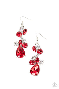 Paparazzi Jewelry Earrings Rhinestone Reveler - Red