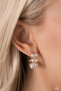 Paparazzi Jewelry Earrings White Collar Wardrobe - Gold