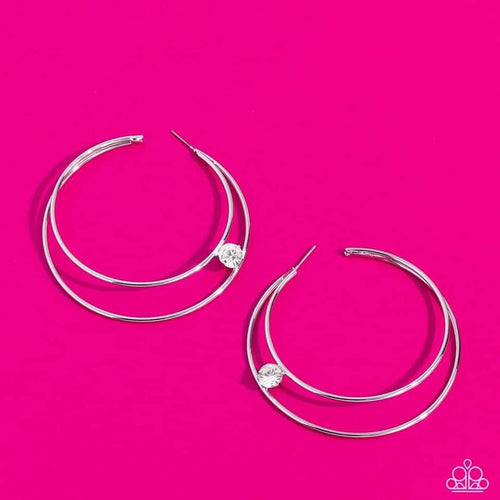 Paparazzi Jewelry Earrings Theater HOOP - White