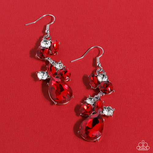 Paparazzi Jewelry Earrings Rhinestone Reveler - Red