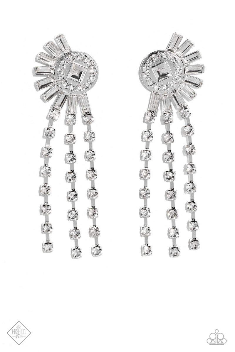 Paparazzi Jewelry Earrings Torrential Twinkle - White – Angie's Bling ...