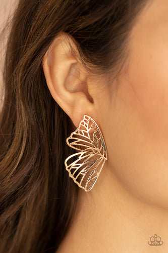 Paparazzi Jewelry Earrings Butterfly Frills - Gold