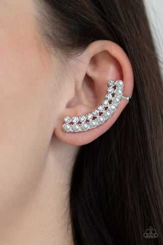 Paparazzi Jewelry Earrings Doubled Down On Dazzle - White