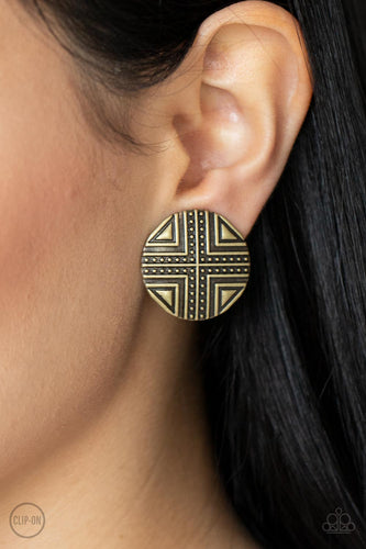 Paparazzi Jewelry Earrings Shielded Shimmer - Brass