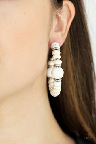Paparazzi Jewelry Earrings Definitely Down-To-Earth - White