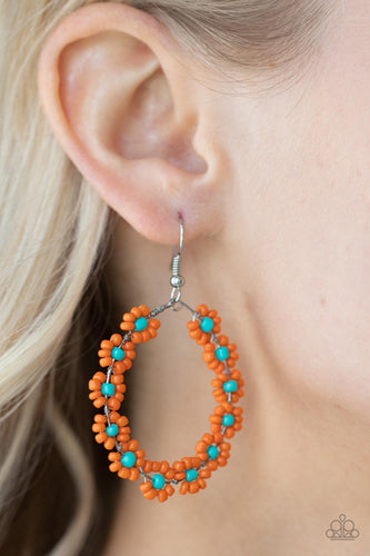 Paparazzi Jewelry Earrings Festively Flower Child - Orange