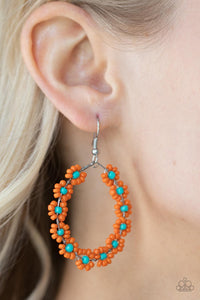 Paparazzi Jewelry Earrings Festively Flower Child - Orange