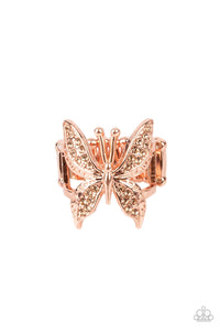 Paparazzi Jewelry Ring Blinged Out Butterfly - Copper