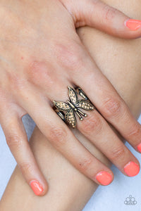 Paparazzi Jewelry Ring Blinged Out Butterfly - Brass