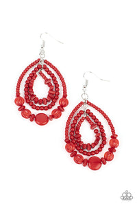 Paparazzi Jewelry Earrings Prana Party - Red