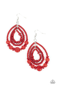 Paparazzi Jewelry Exclusive Earrings Prana Party - Red