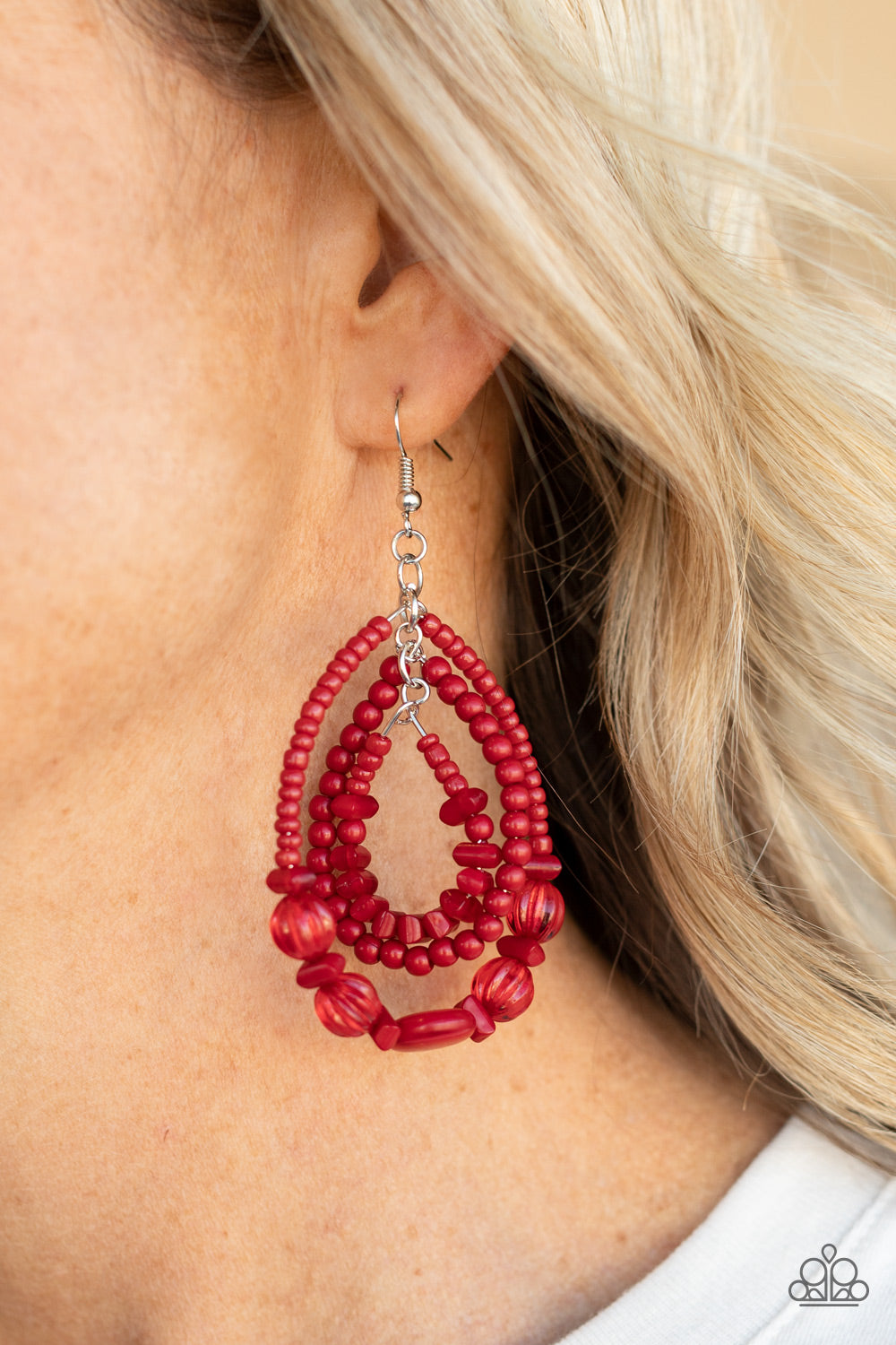 Paparazzi Jewelry Earrings Prana Party - Red