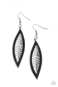 Paparazzi Jewelry Earrings Leather Lagoon - Black