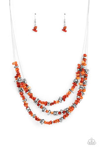 Paparazzi Jewelry Necklace Placid Pebbles - Orange