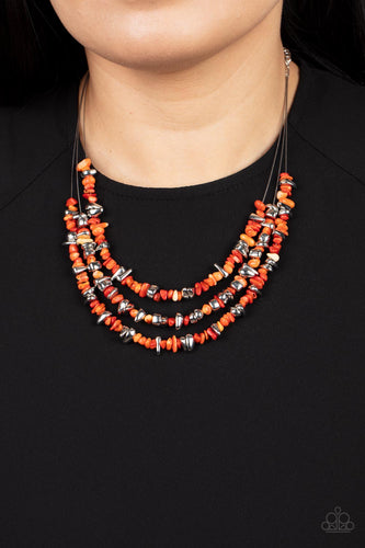 Paparazzi Jewelry Necklace Placid Pebbles - Orange