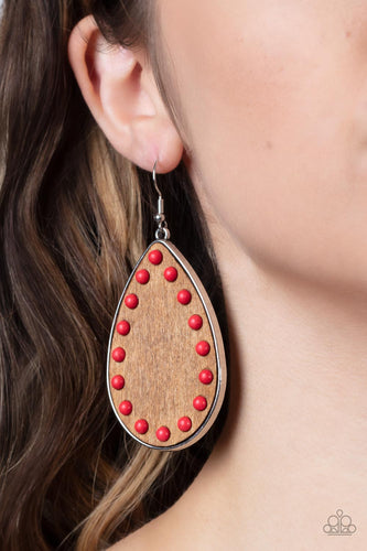 Paparazzi Jewelry Earrings Rustic Refuge - Red