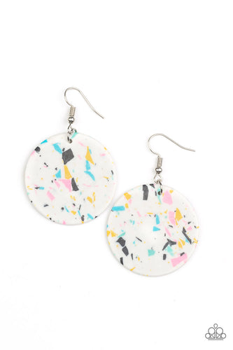 Paparazzi Jewelry Earrings Tenaciously Terrazzo - White