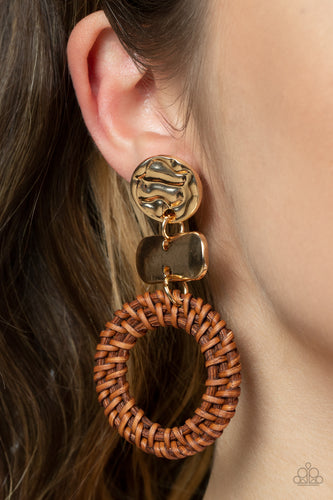 Paparazzi Jewelry Earrings Woven Whimsicality - Gold