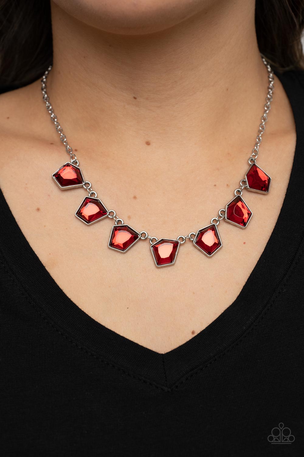 Paparazzi Jewelry Necklace Experimental Edge - Red